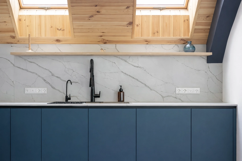 مطبخ علوي عصري بلمسات طبيعية